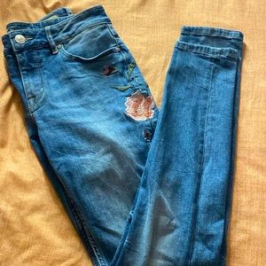 Bootlegger Jeans Skinny Mid-rise with flowers
